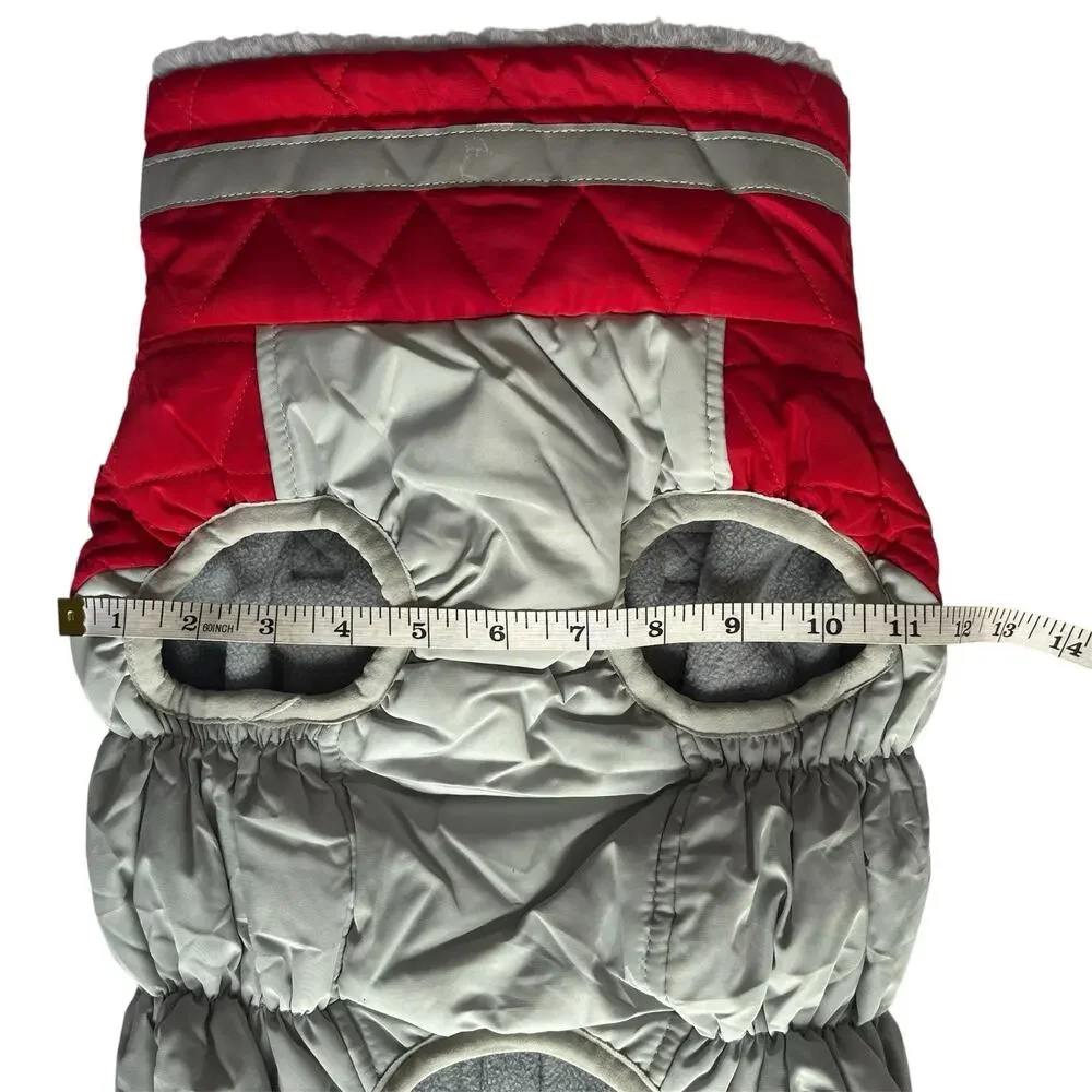 Lelepet Warm Dog Pet Winter Coat Snow Cold Weather Reflect Fleece Fur Red Gray L